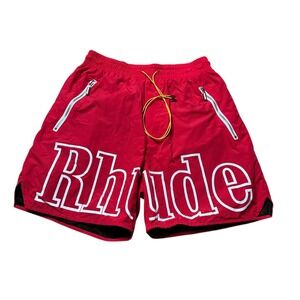 RHUDE Mens Red RH Logo Shorts Athletic Large Spellout Logo Men's Size Medium